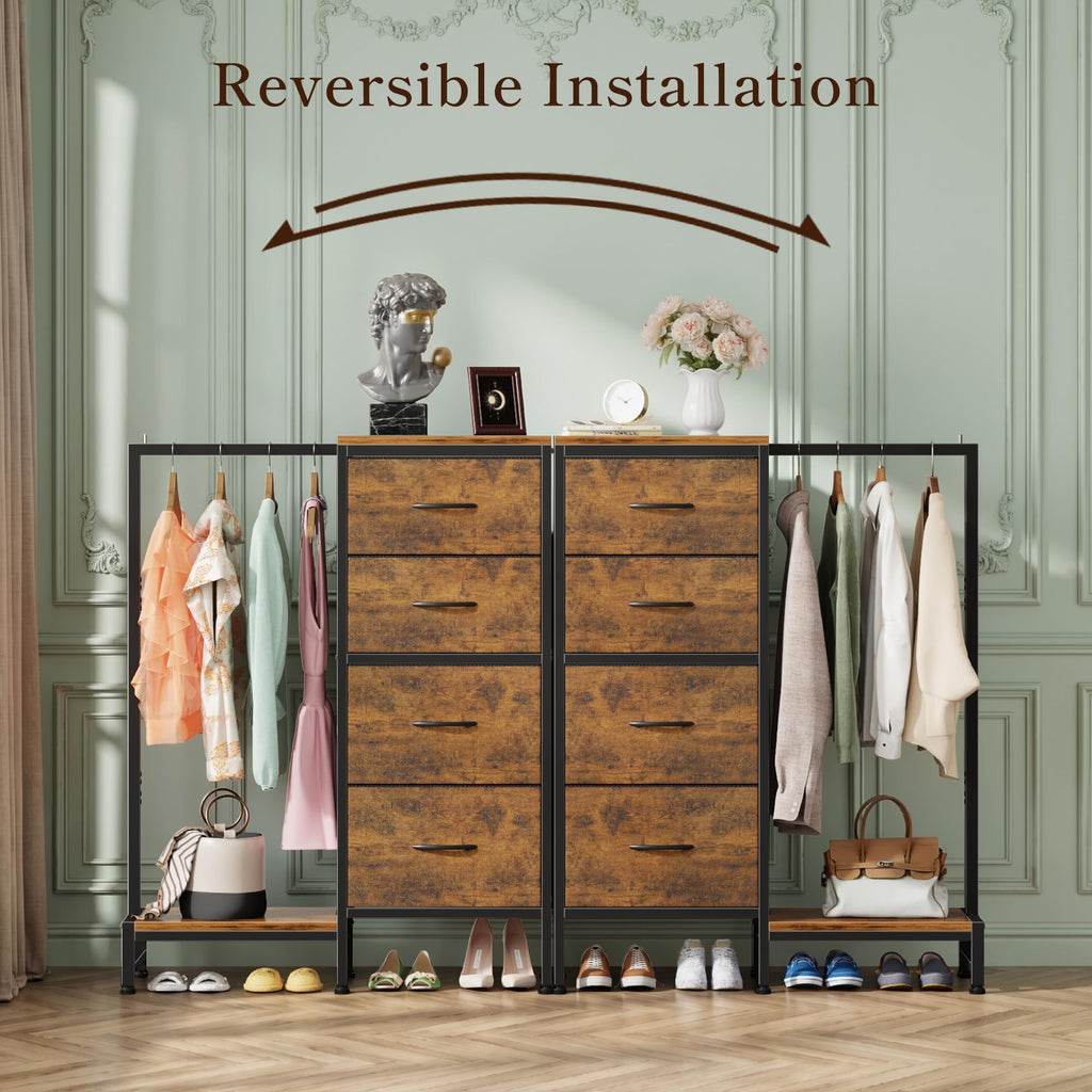 Tall Dresser with Hanging Rack, 4 Drawers T59256