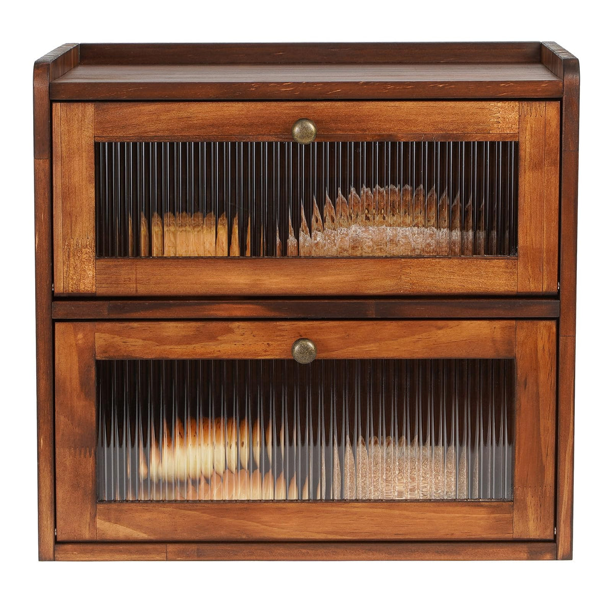 Brown 2 Layer Wooden Bread Box O695109