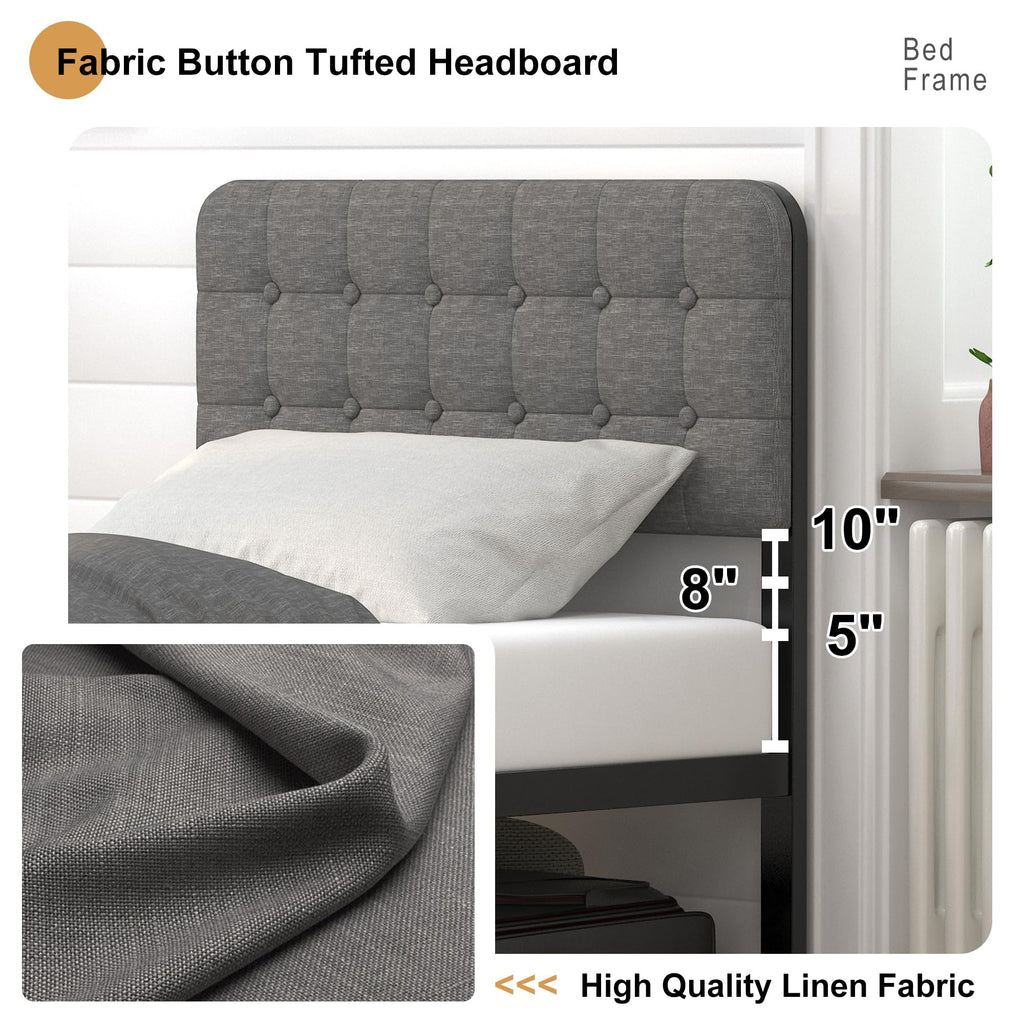 16 Inch Twin XL Upholstered Metal Bed Frame F76536