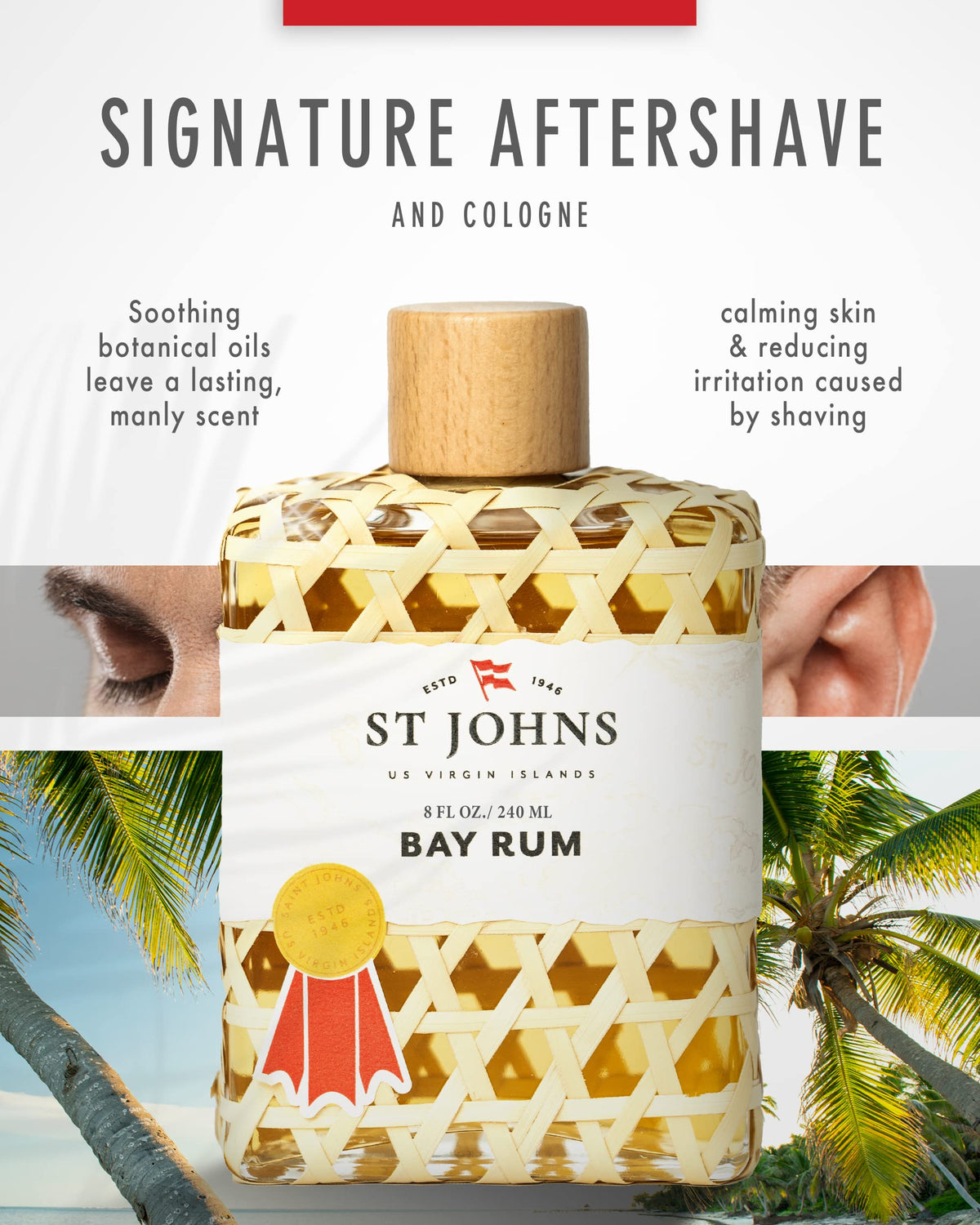 Bay Rum Aftershave and Cologne 8 oz Splash Bottle T3548