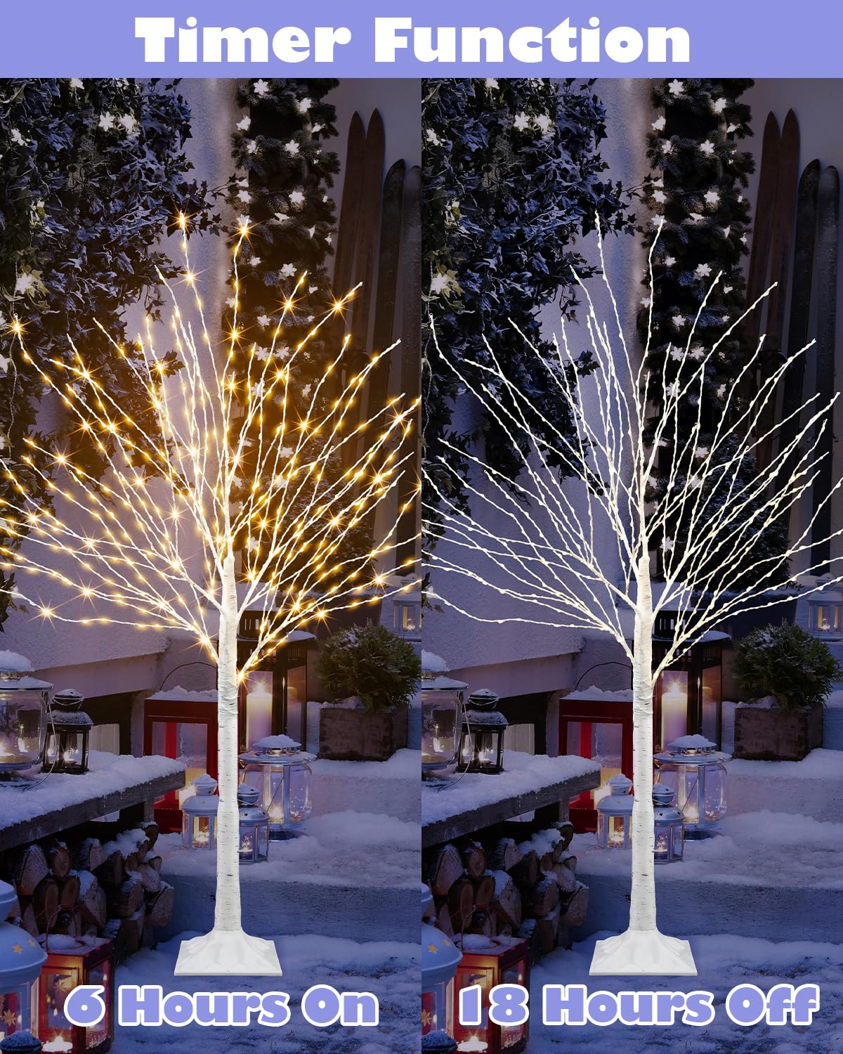 4 FT Lighted Artificial White Birch Tree with 432 LED Timer Q103
