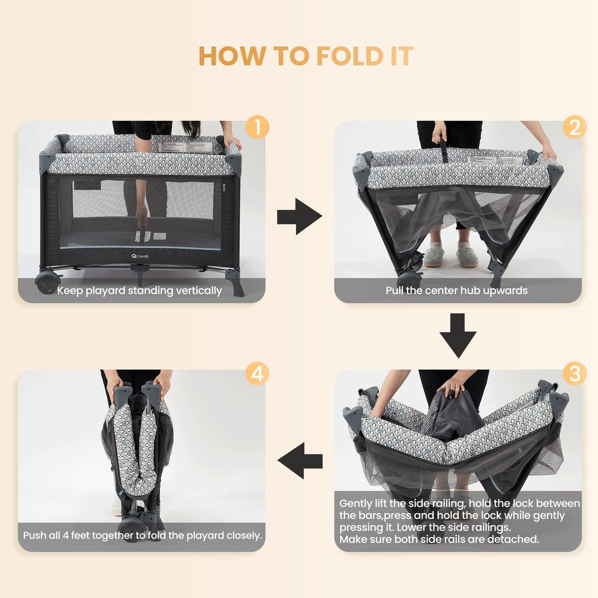 5 in 1 Foldable Baby Crib Playpen O95593