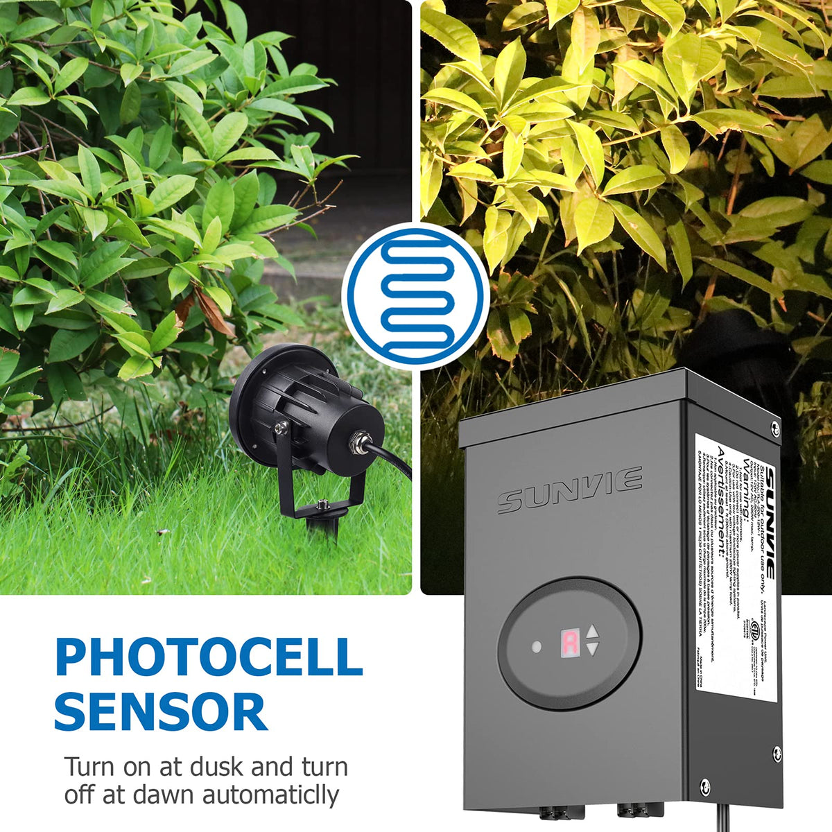 200W Low Voltage Landscape Lighting Transformer with Timer and Photocell Sensor I794767
