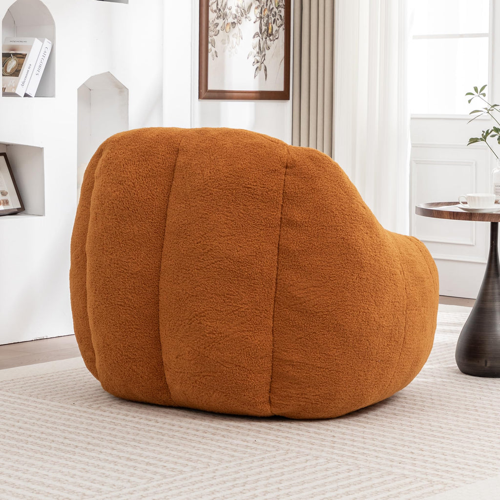 Yellow Faux-Fur Beanbag Sofa with Armrests K89851