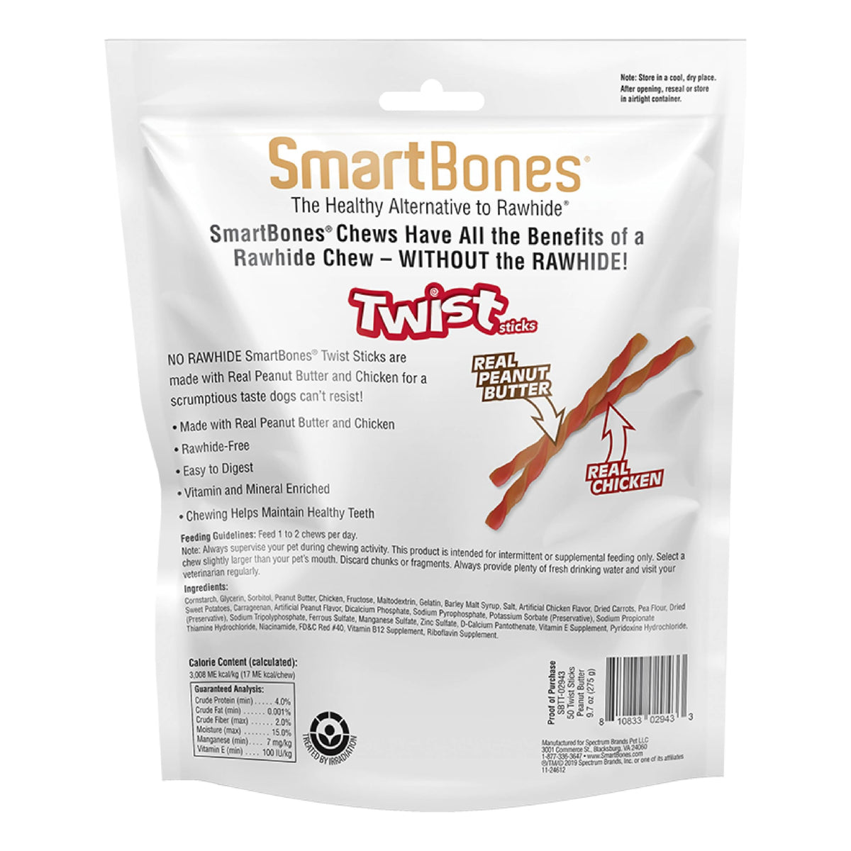 Peanut Butter Rawhide-Free Dog Treats 50 Count G547