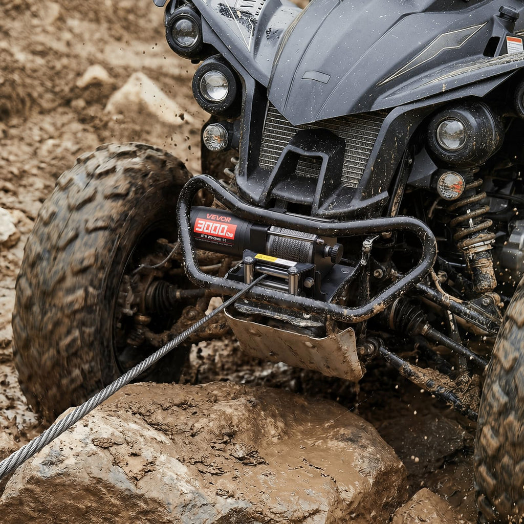 12V DC Electric Winch with Steel Wire Rope and Wired Remote Control P39953