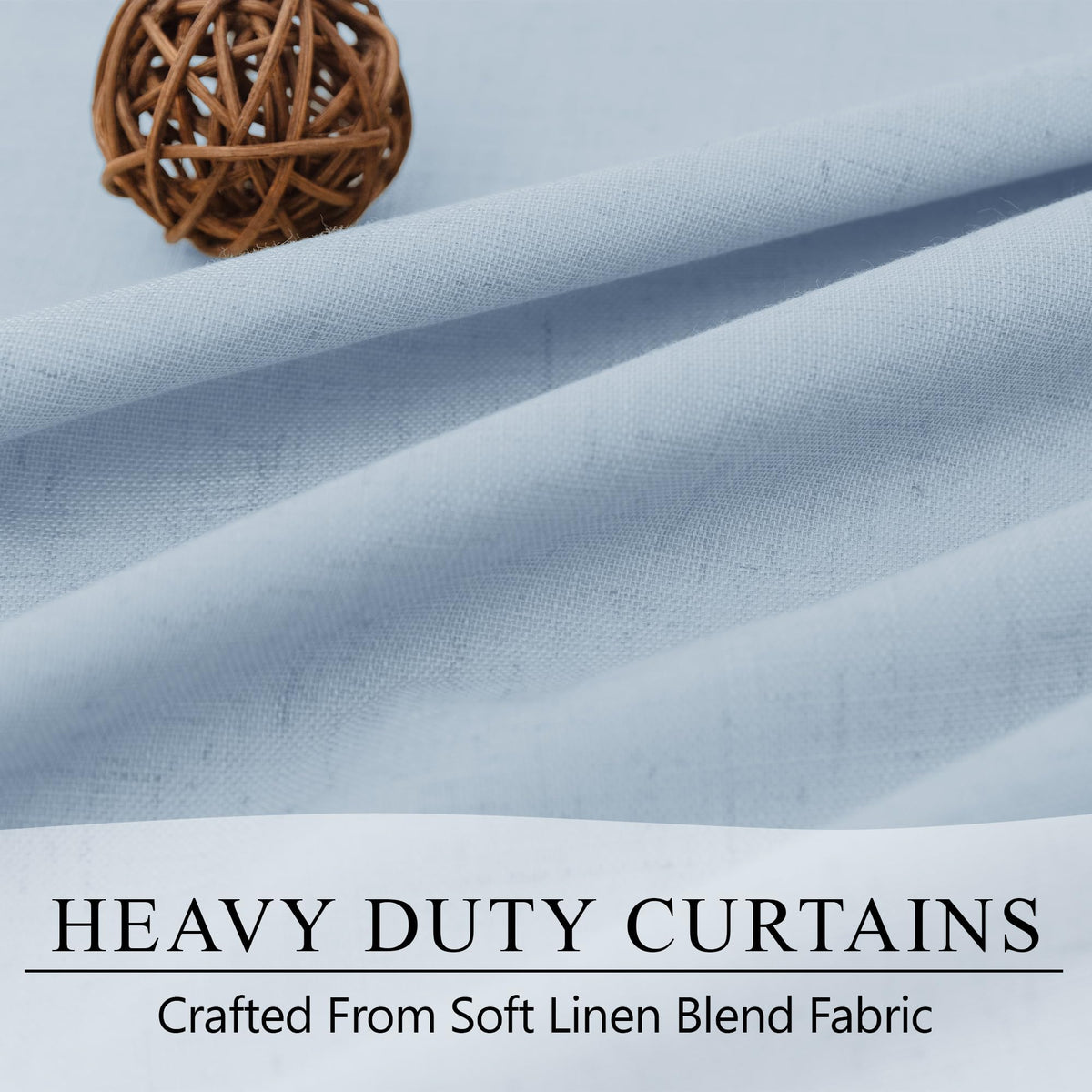 Light Blue Linen 108 Inch 2 Panel Curtain Set X258