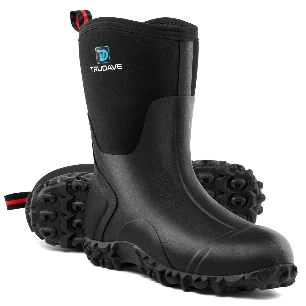 Rubber Boots with Steel Shank, 6mm Neoprene Mid Calf Rain Boots G28135