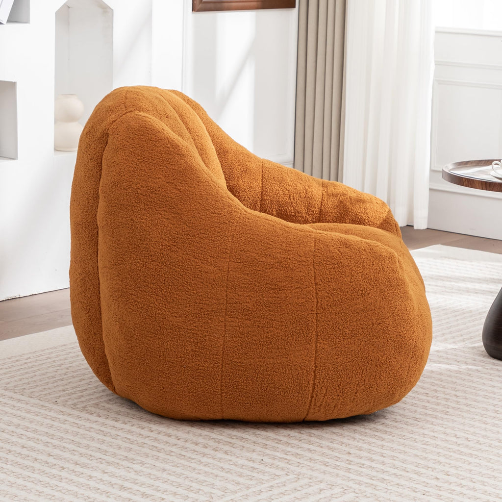 Yellow Faux-Fur Beanbag Sofa with Armrests K89851