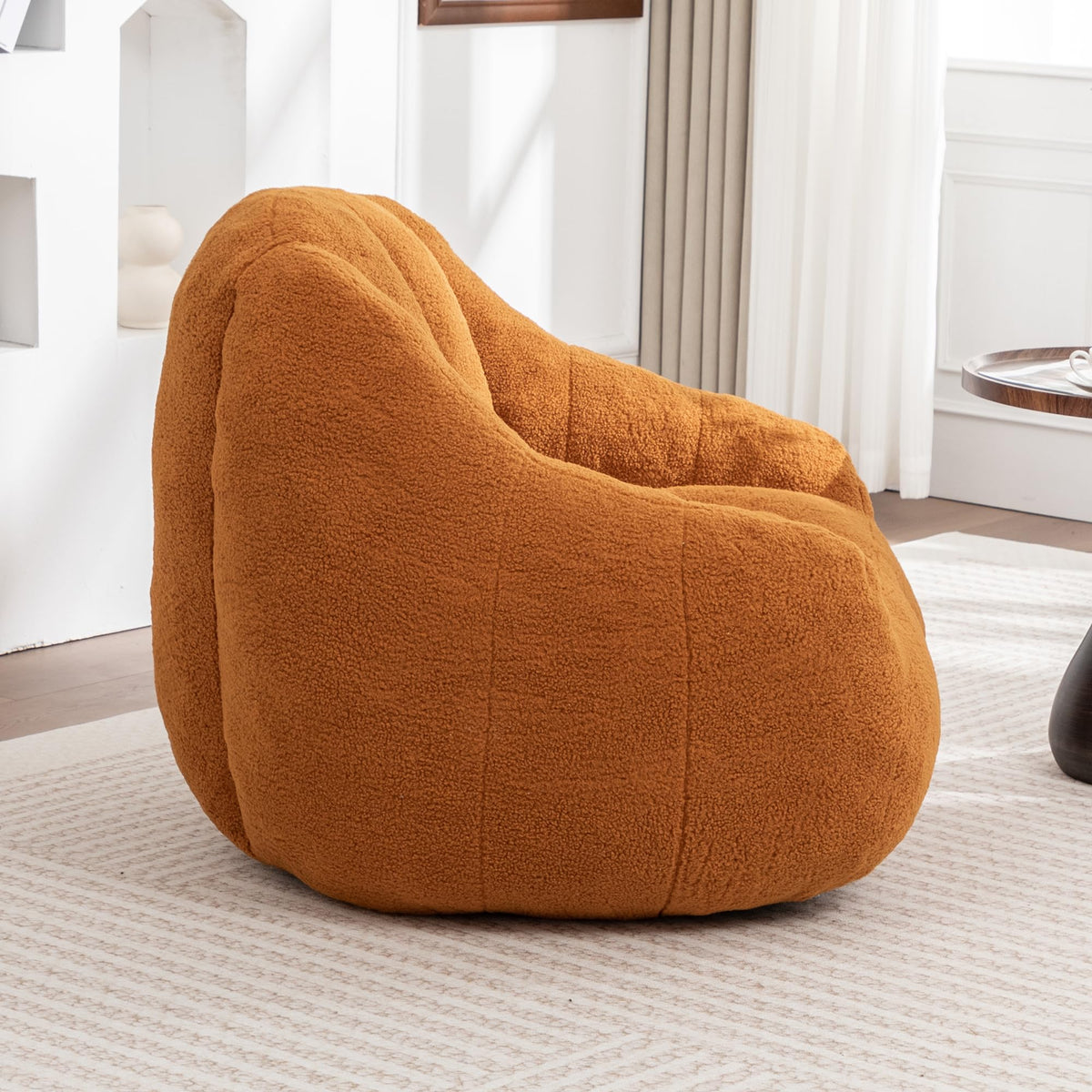 Yellow Faux-Fur Beanbag Sofa with Armrests K89851