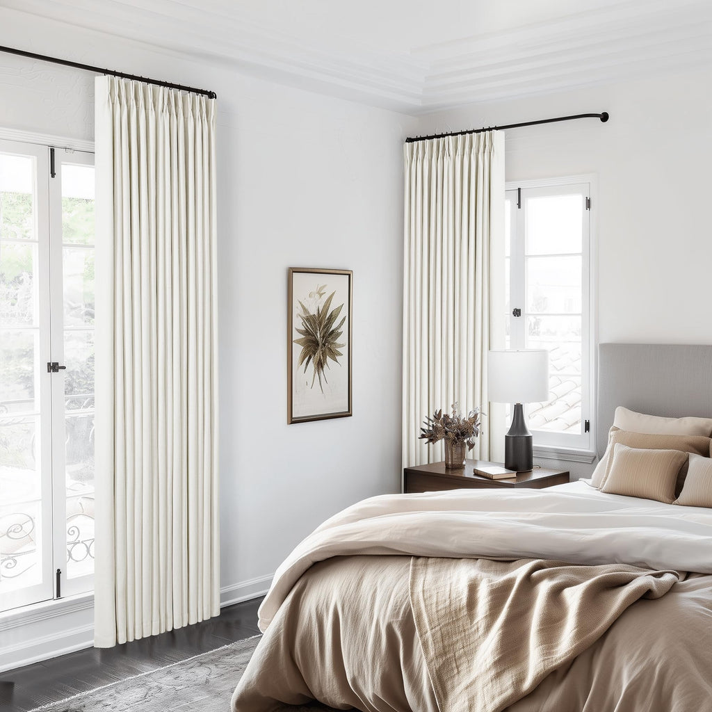 90 Inch Pinch Pleated Linen 100% Blackout Curtains 2 Panels S933993