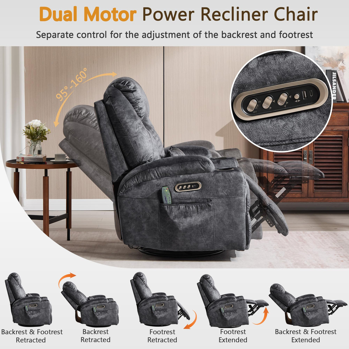 Power Swivel Rocker Recliner Chair B785