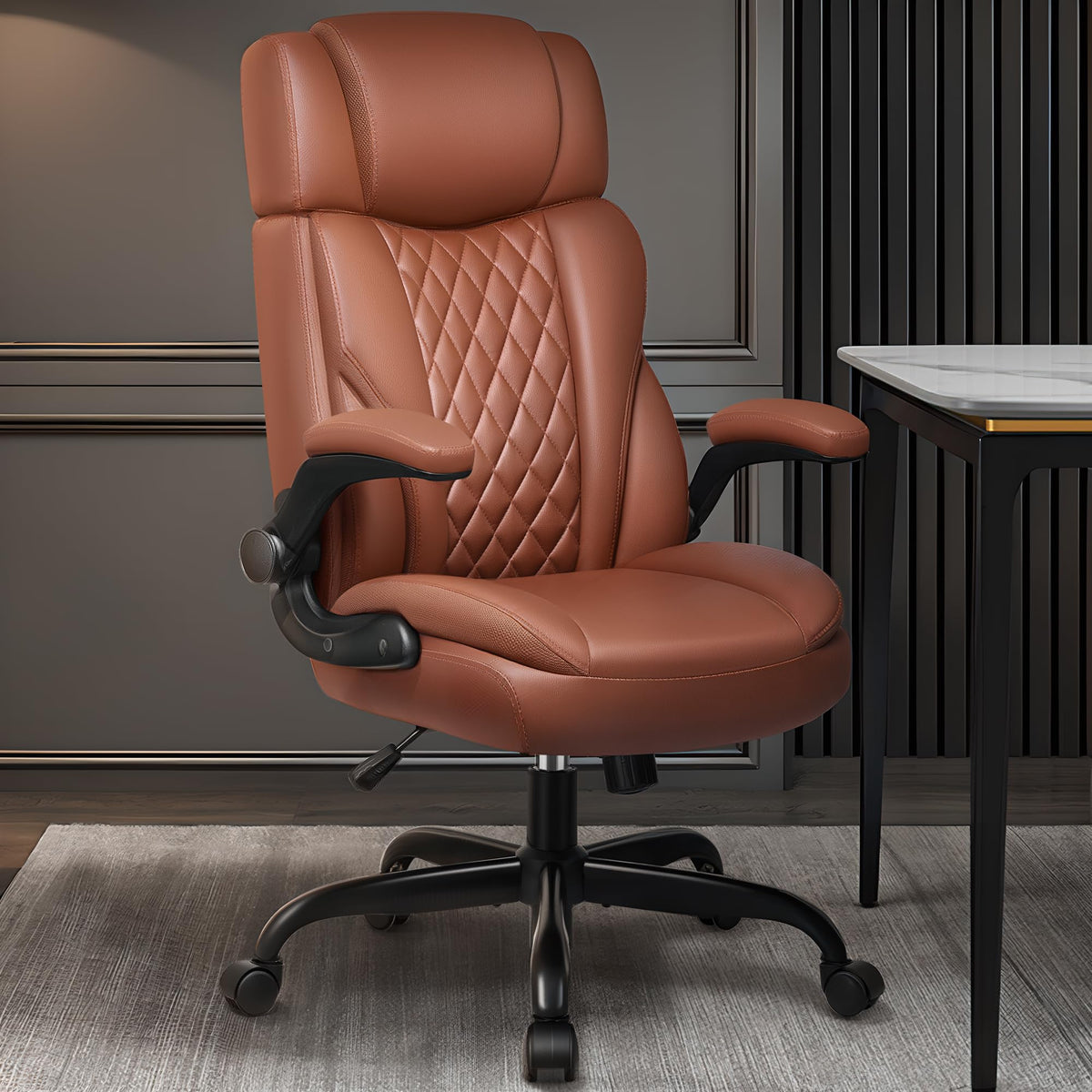 Leather Ergonomic Office Chair with Flip Up Arms E29702