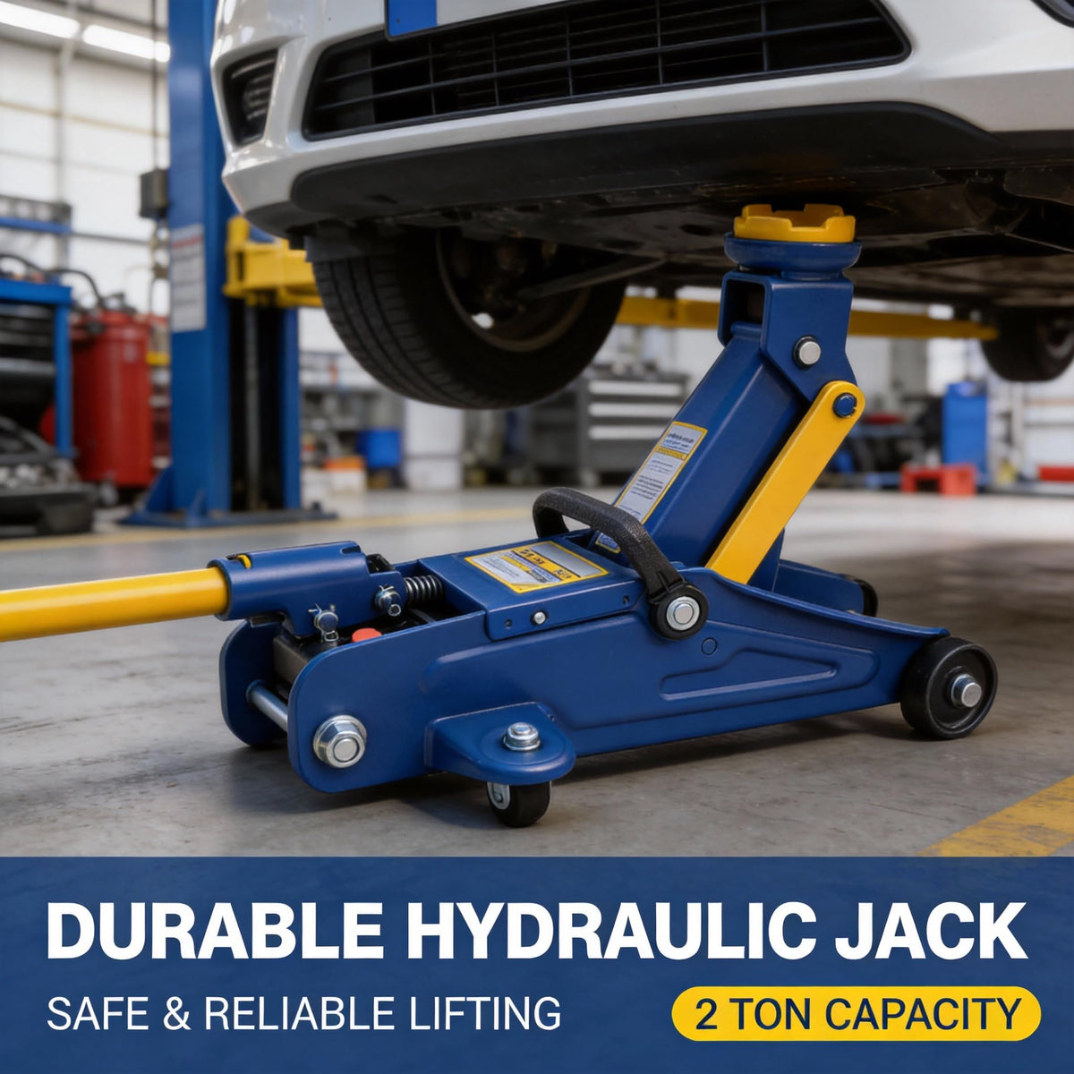 2 Ton Low Profile Hydraulic Floor Jack, 4000 lbs Capacity Steel Trolley Jack, Blue V330