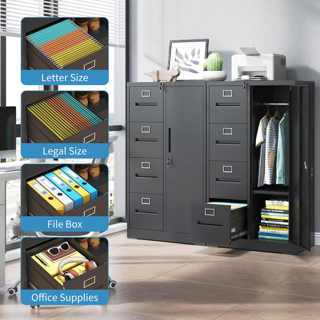 4 Drawer Metal File Cabinet with Lock D457564