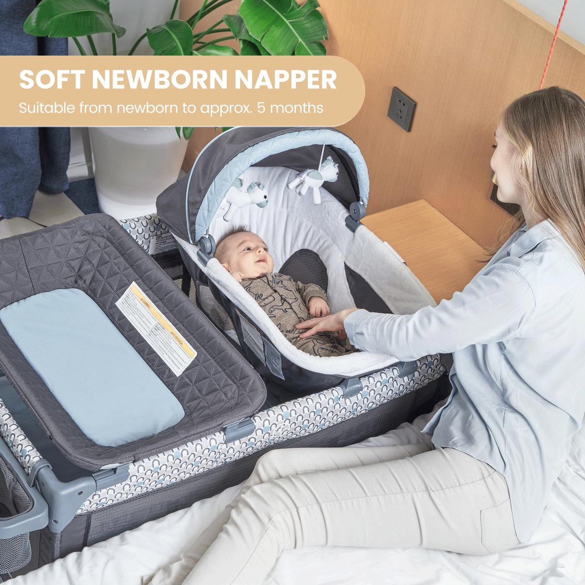 5 in 1 Foldable Baby Crib Playpen O95593