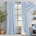 Light Blue Linen 108 Inch 2 Panel Curtain Set X258
