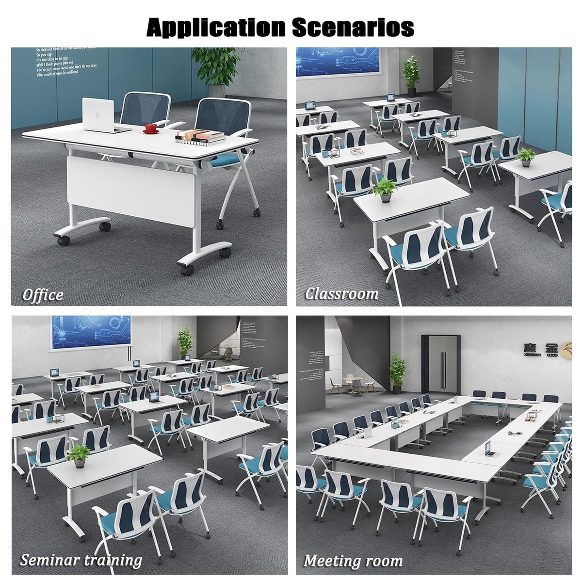 Folding Table with Locking Wheels L13623