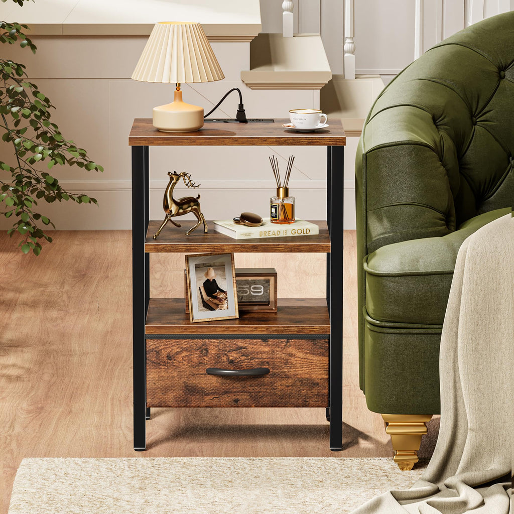 3-Tier Nightstand with Charging Station W125
