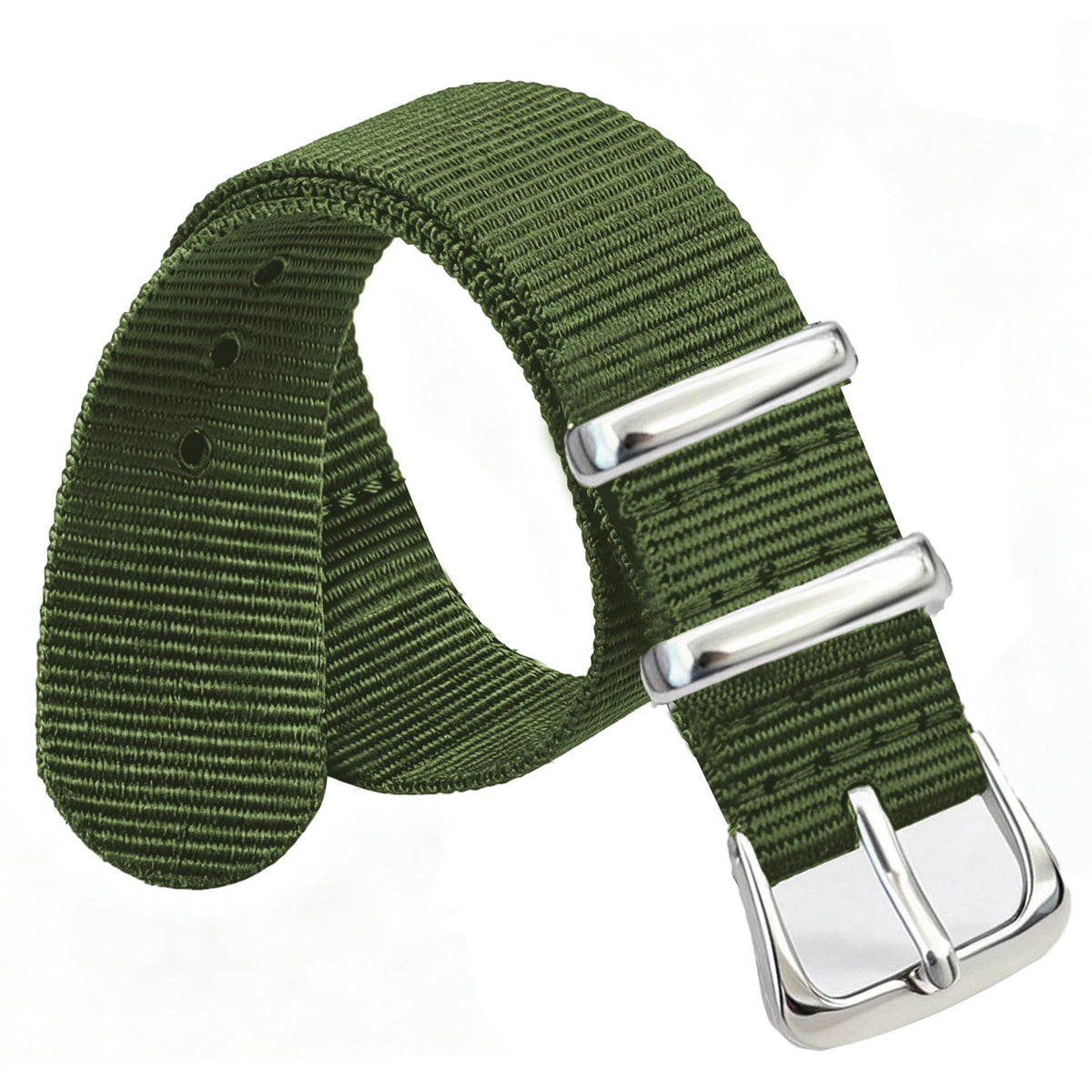 Nylon Watch Band with Stainless Steel Silver Buckle U2225