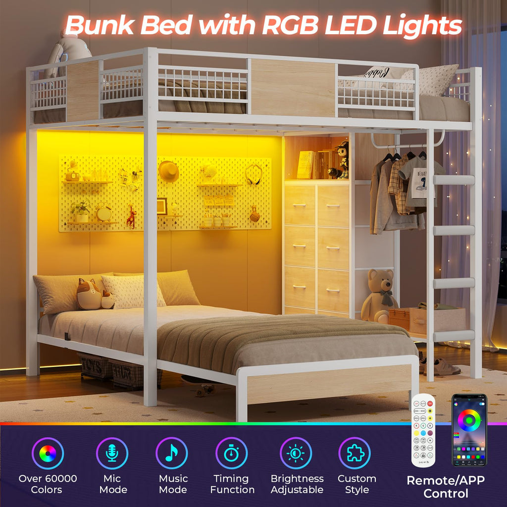 Full Over Twin Bunk Bed with 8 Storage Drawers D48150