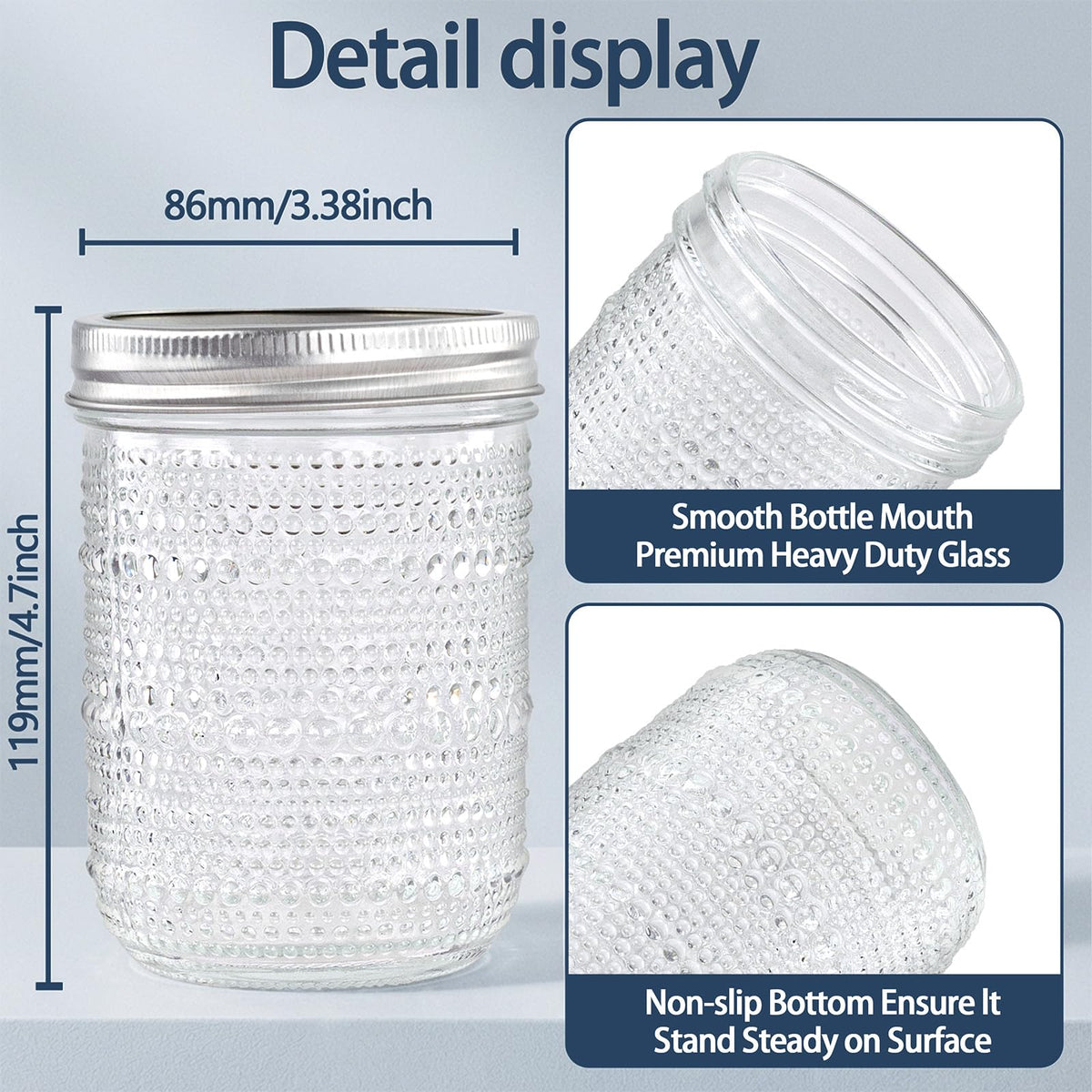 6-Pack 16 oz Wide Mouth Glass Mason Jars with Lids T373765