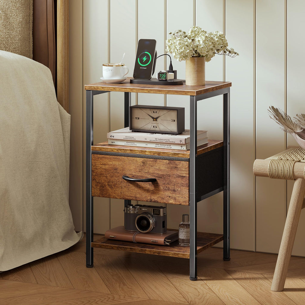 3-Tier Nightstand with Charging Station W125