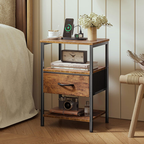 3-Tier Nightstand with Charging Station W125