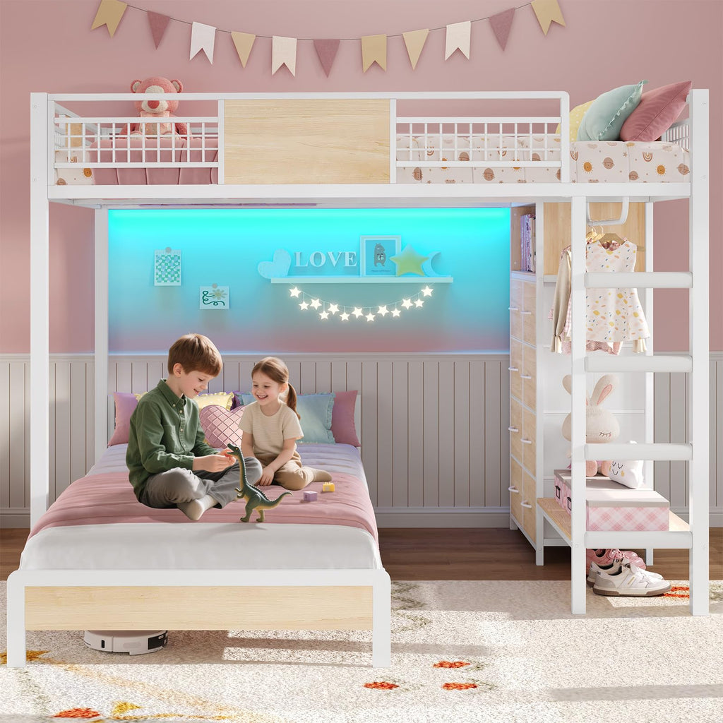 Full Over Twin Bunk Bed with 8 Storage Drawers D48150