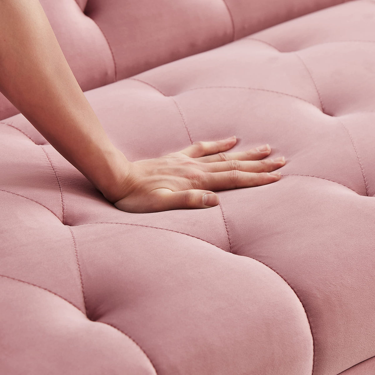 Modern Velvet Sofa Bed Futon with 2 Pillows X9019
