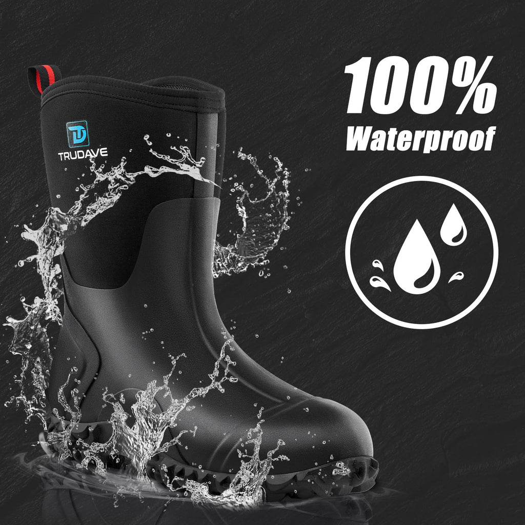 Rubber Boots with Steel Shank, 6mm Neoprene Mid Calf Rain Boots G28135