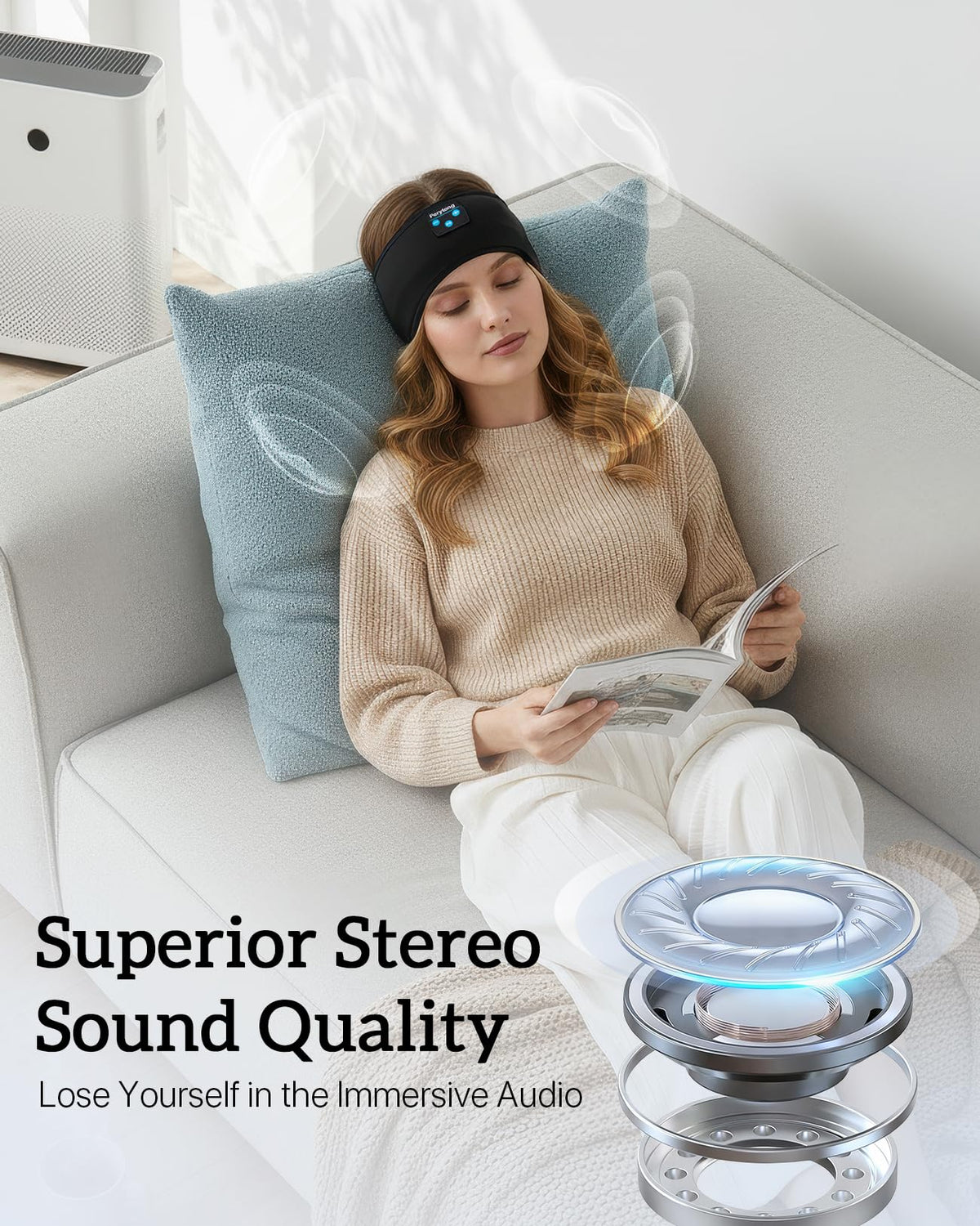 Bluetooth Sleep Headphones with Ultra-Thin Stereo Speakers T87158