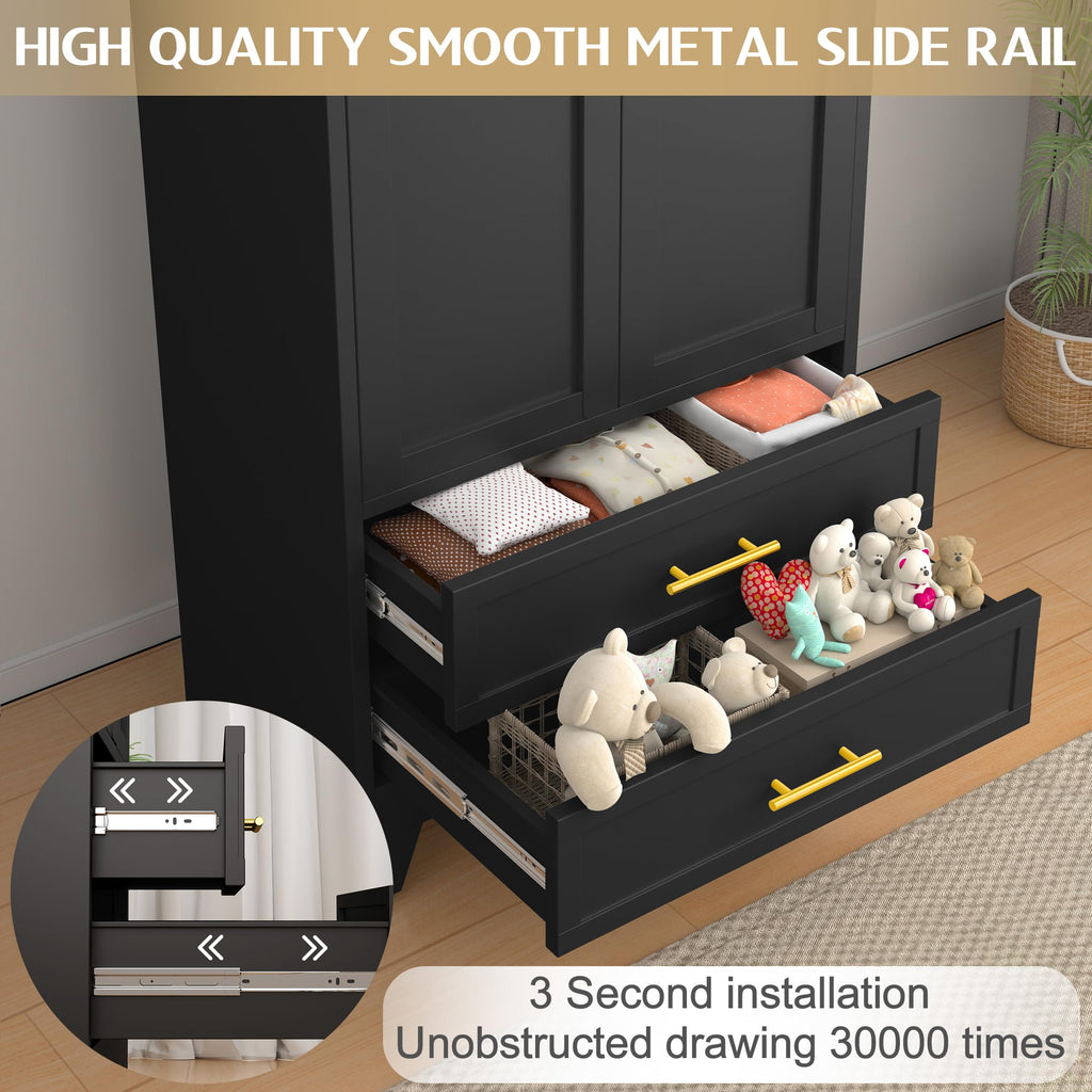 Metal Wardrobe Cabinet with 2 Drawers G354798