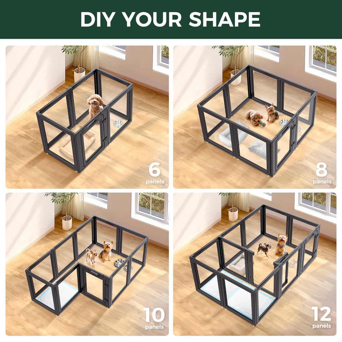 Clear Acrylic 24" H 16 Panels Dog Playpen U418630