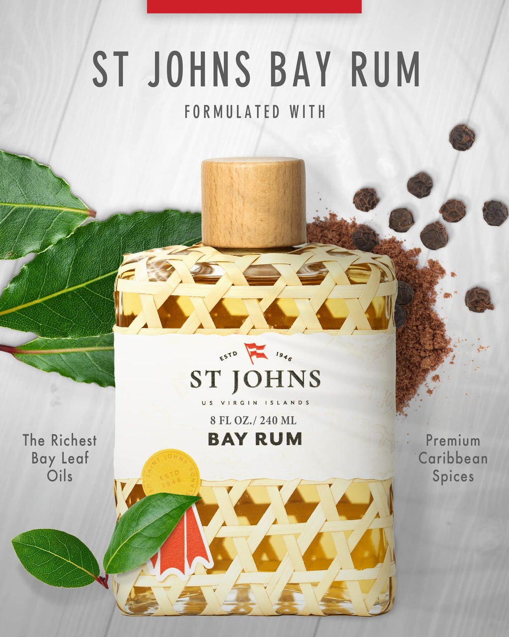 Bay Rum Aftershave and Cologne 8 oz Splash Bottle T3548