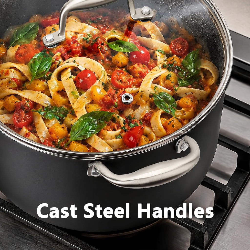 16QT Nonstick Ceramic Stock Pot with Tempered Glass Lid O153732