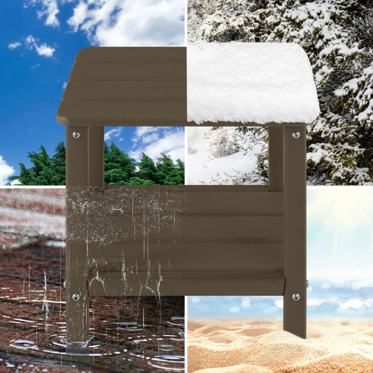 Set of 2 Dark Brown HDPE Storage Side Table L695