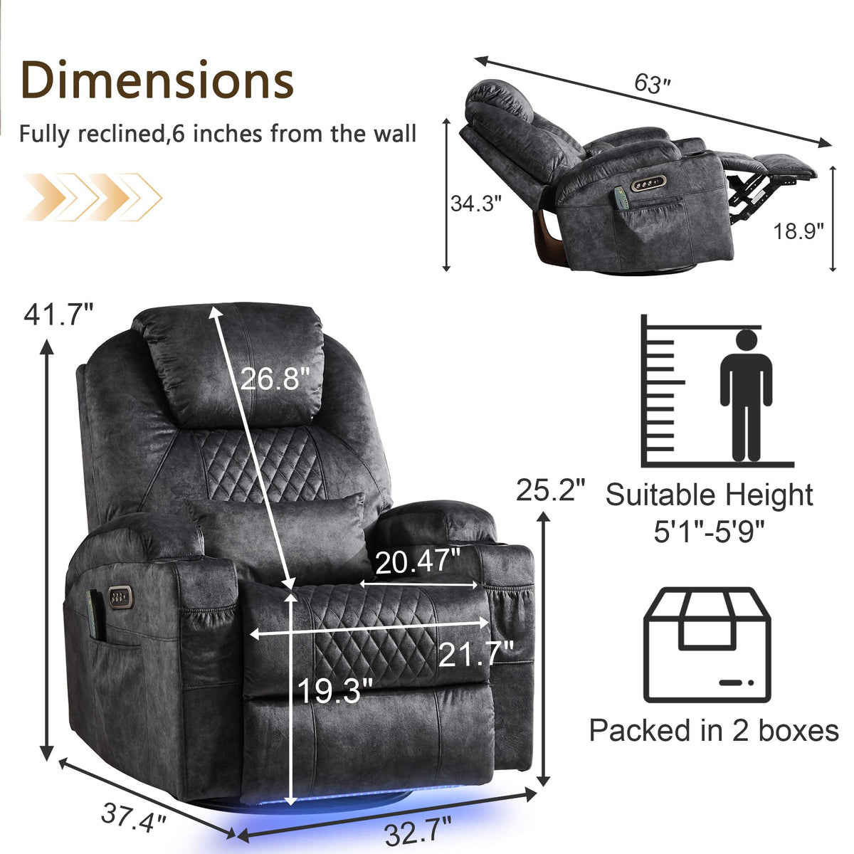 Power Swivel Rocker Recliner Chair B785