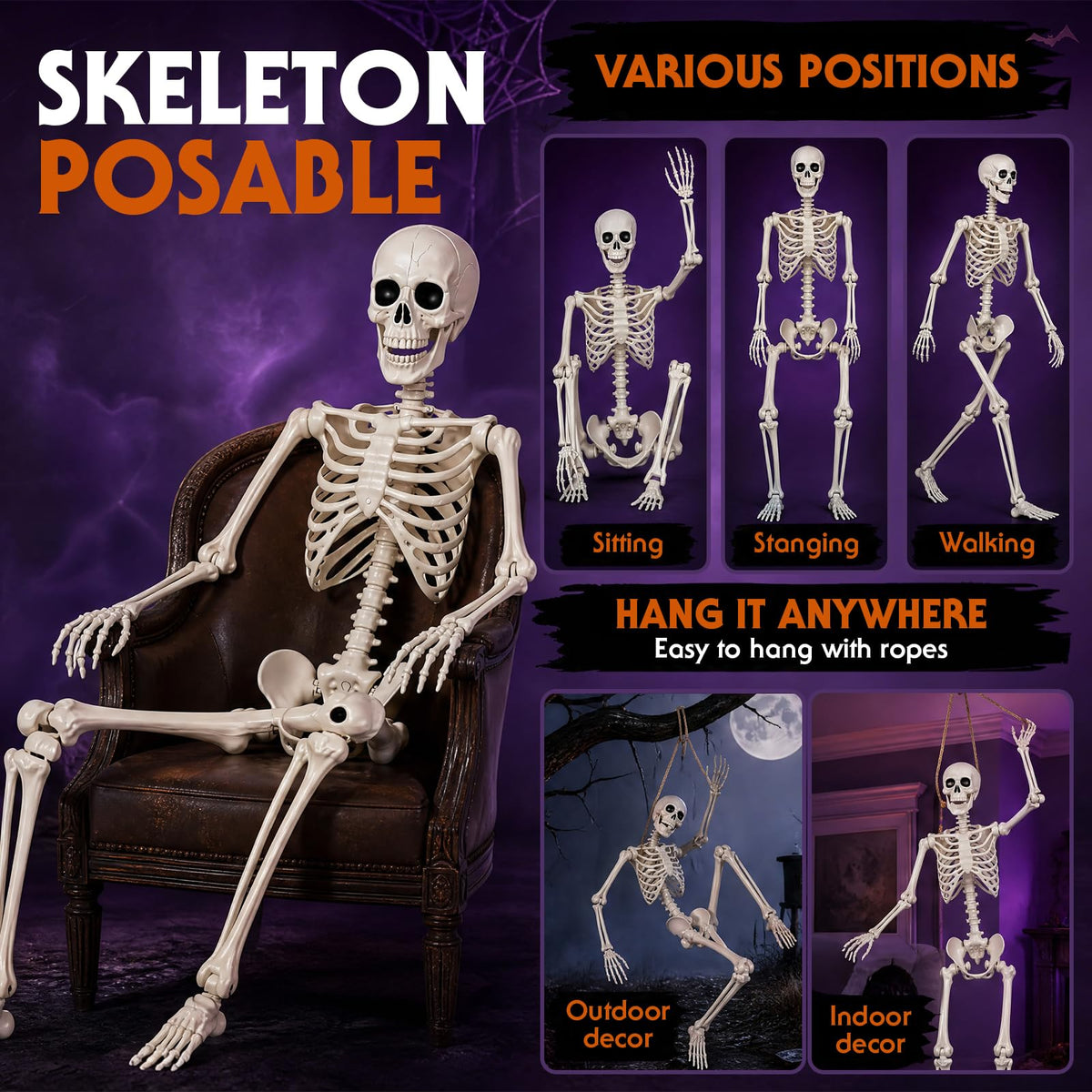 5.4FT Posable Life Size Skeleton (2PCS) H44535