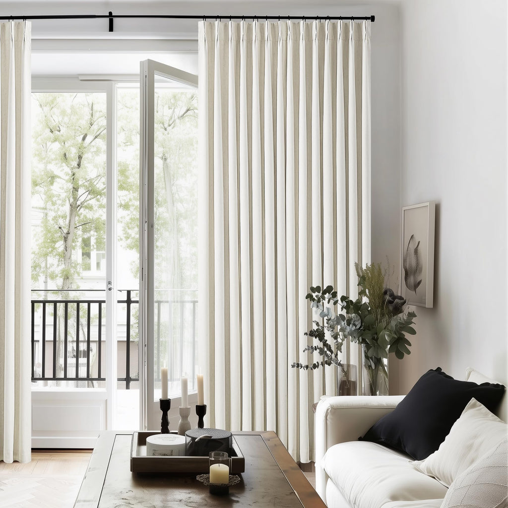 90 Inch Pinch Pleated Linen 100% Blackout Curtains 2 Panels S933993