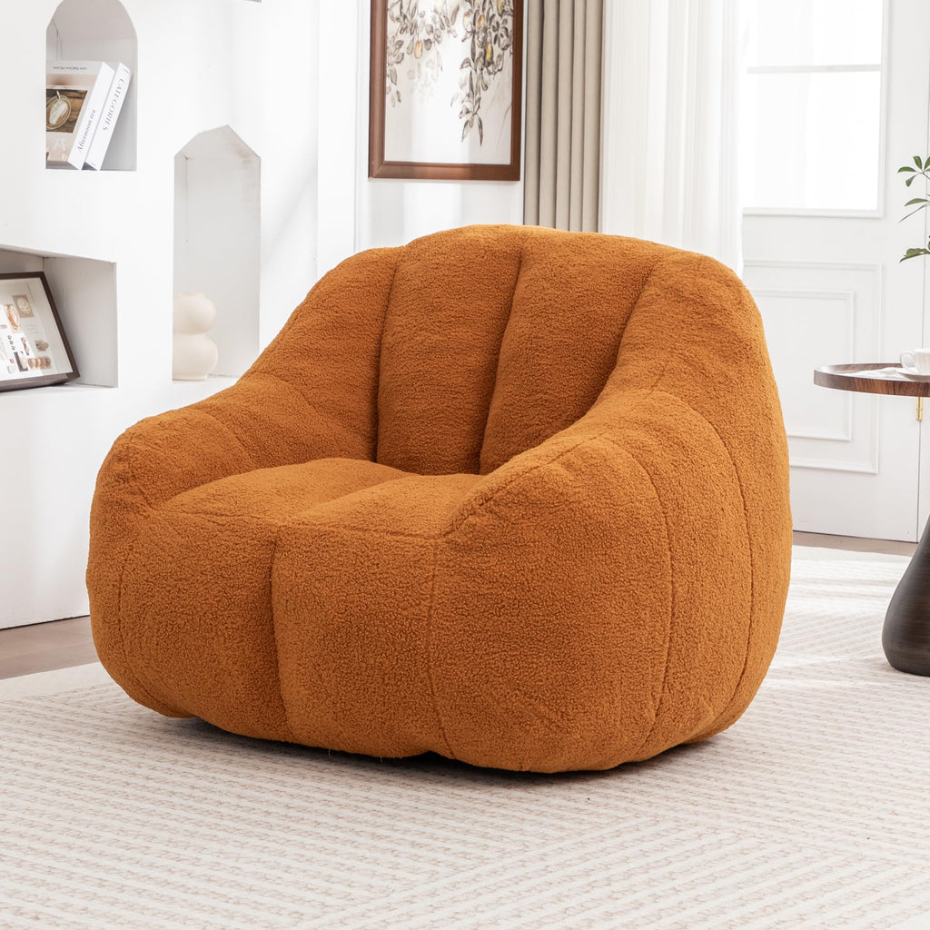 Yellow Faux-Fur Beanbag Sofa with Armrests K89851