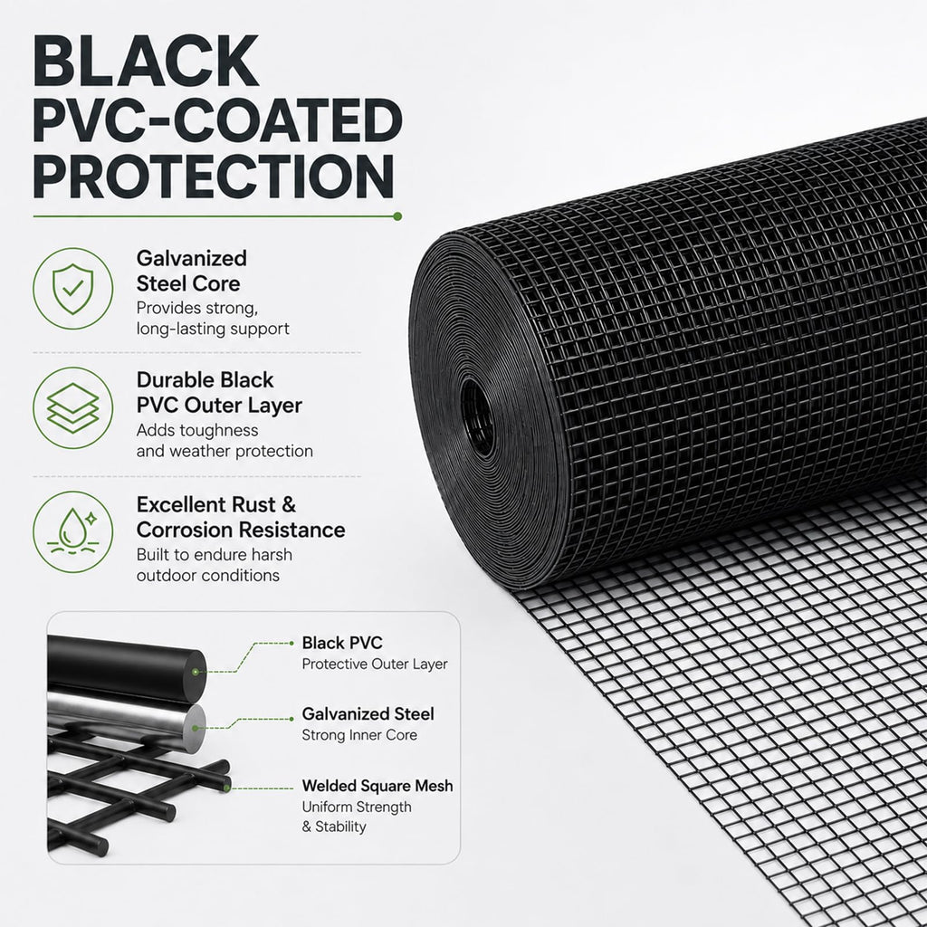 Black 1/2 inch 19 Gauge Wire Mesh Roll H3567