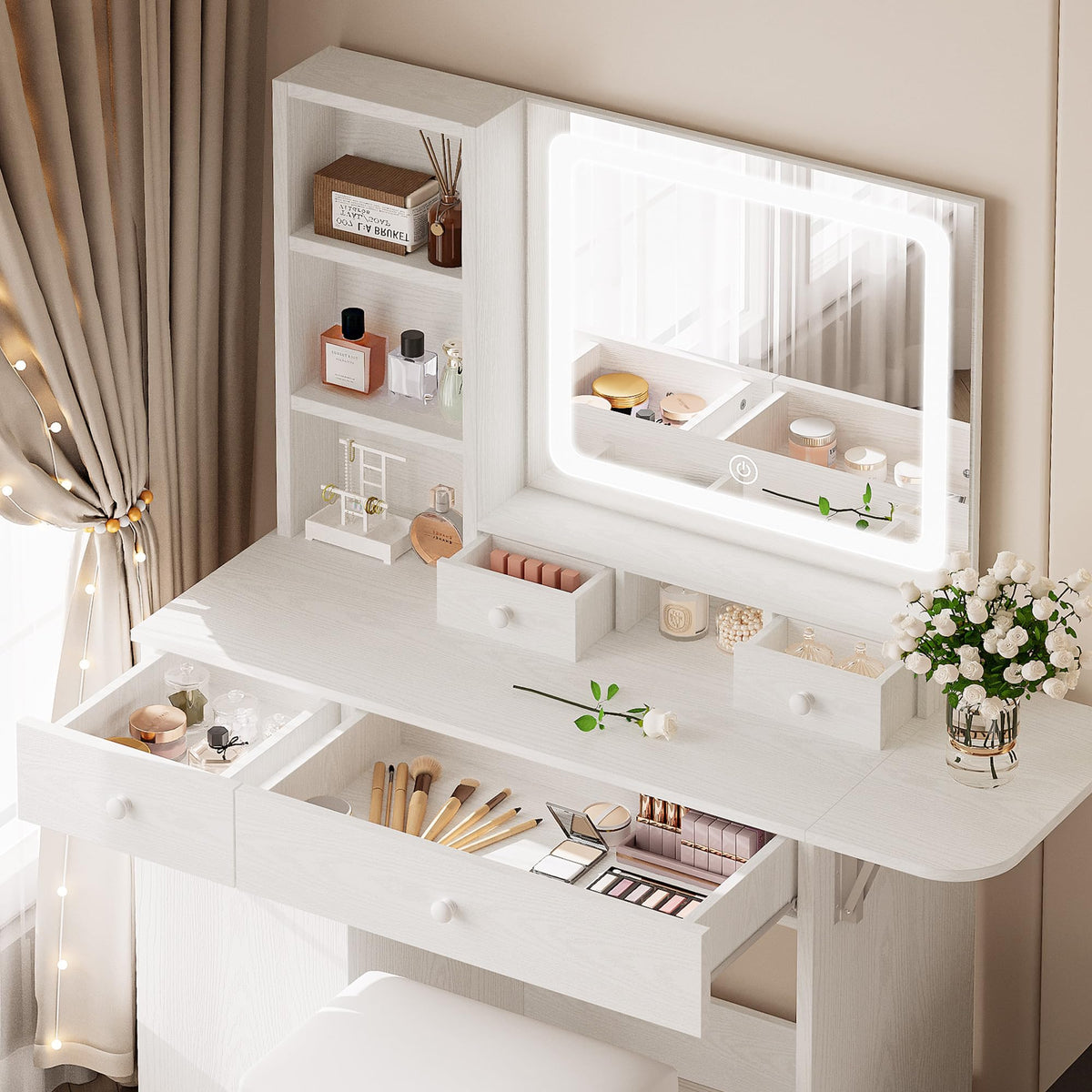Vanity Desk with Charging Station and Storage O270705