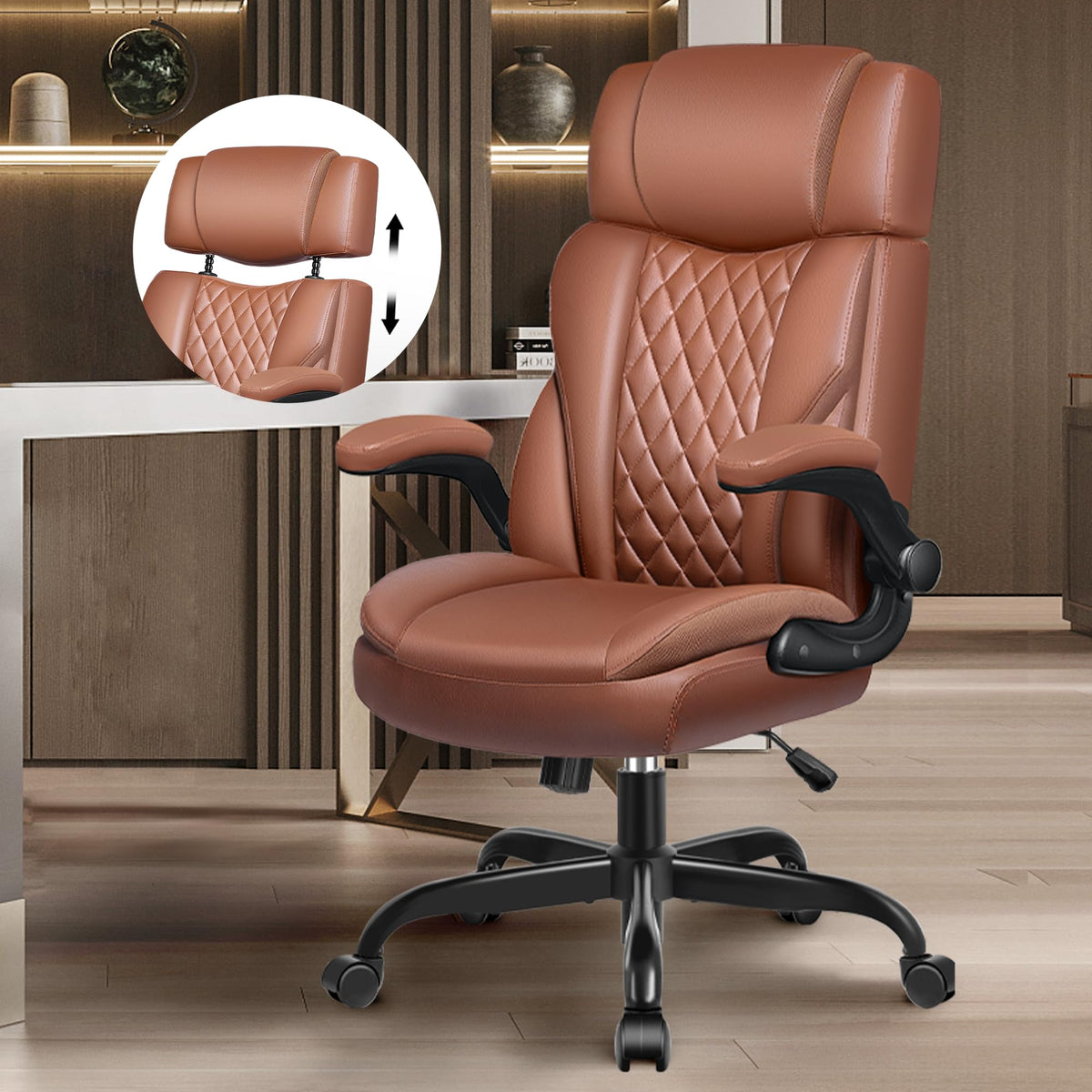 Leather Ergonomic Office Chair with Flip Up Arms E29702