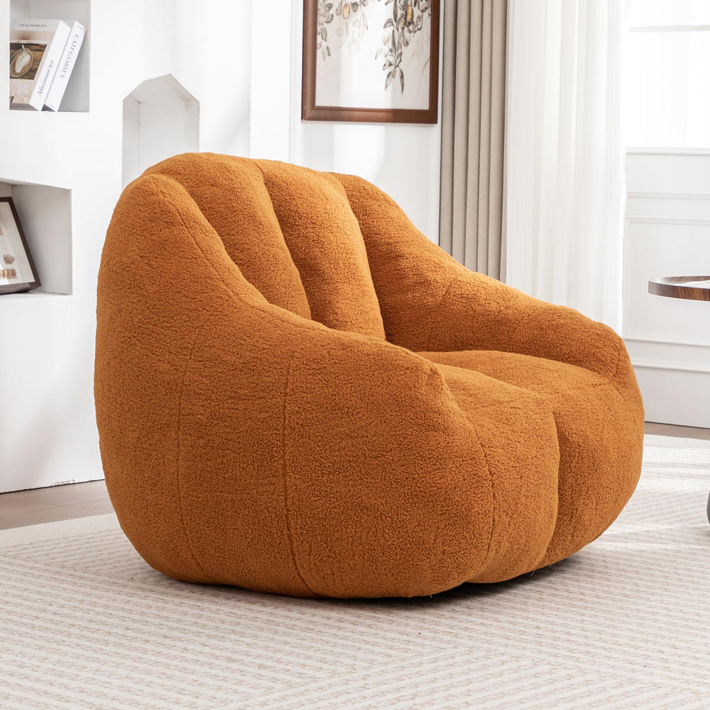 Yellow Faux-Fur Beanbag Sofa with Armrests K89851