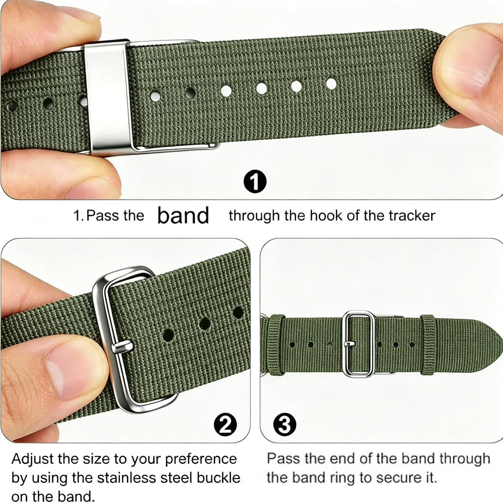 Nylon Watch Band with Stainless Steel Silver Buckle U2225