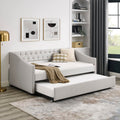 Upholstered Button Tufted Twin Size Daybed with Trundle I9240