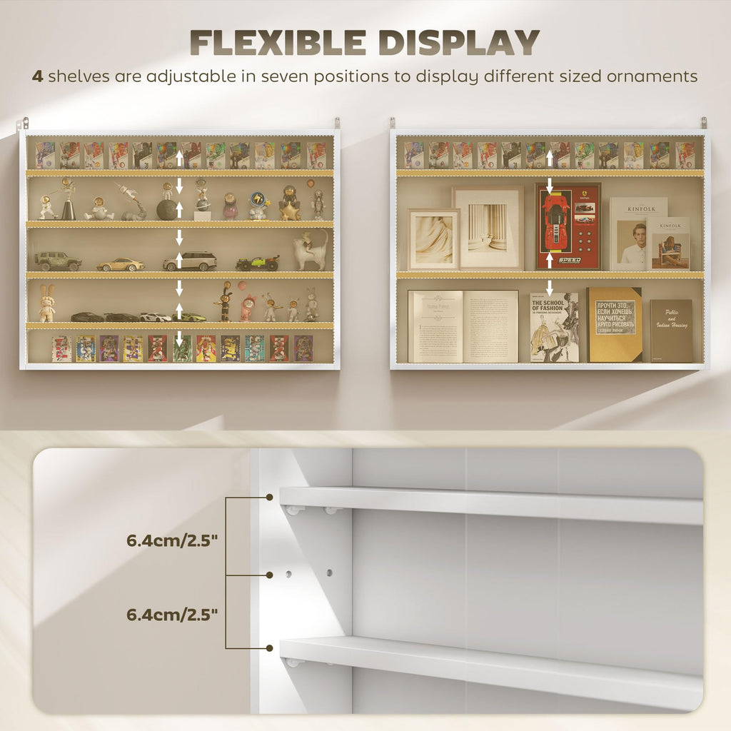5-Tier Wall Mounted Display Cabinet with Glass Doors White A15759