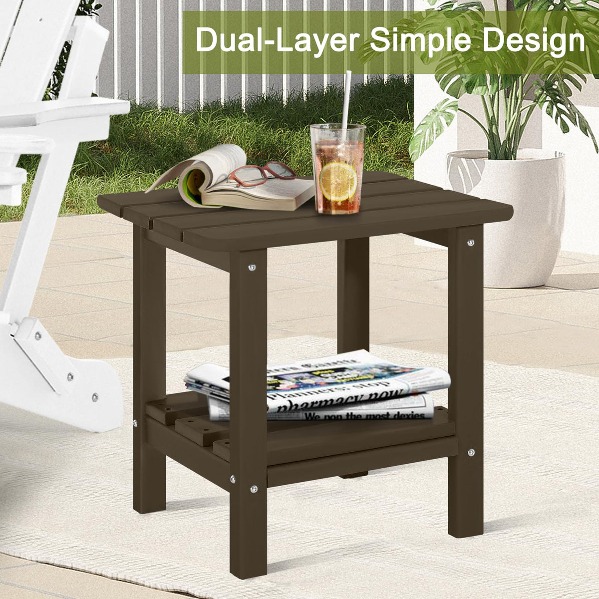 Set of 2 Dark Brown HDPE Storage Side Table L695