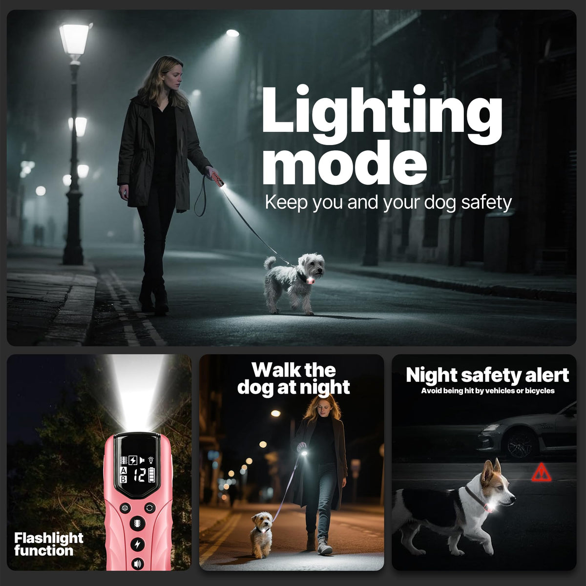 Small Dog Training Collar with Remote, Waterproof Rechargeable, Pink Z1505